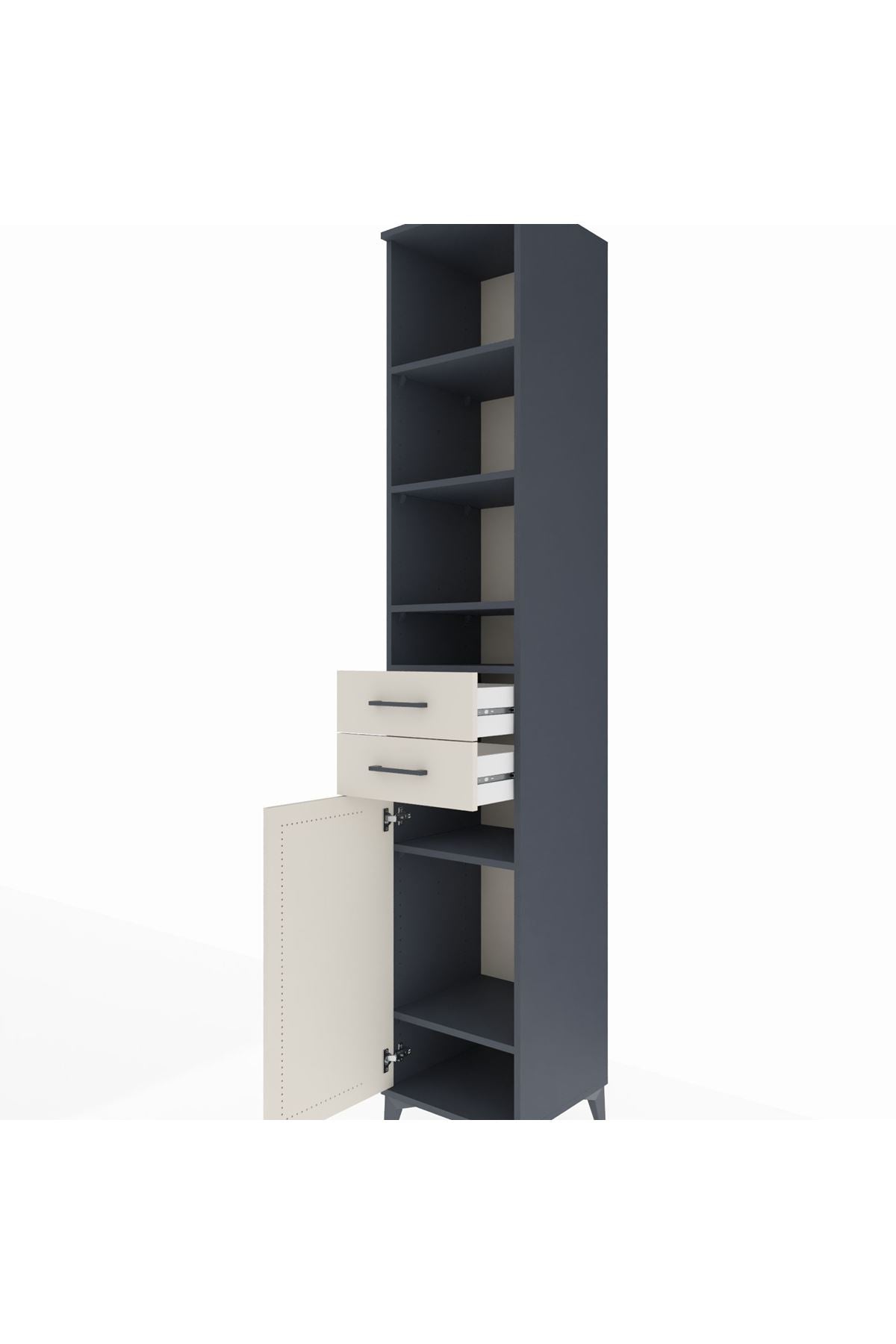 Hyperion Dolap 6 Raflı 2 Çekmeceli Tek Kapaklı 44x44x243 Antrasit-Aytaşı