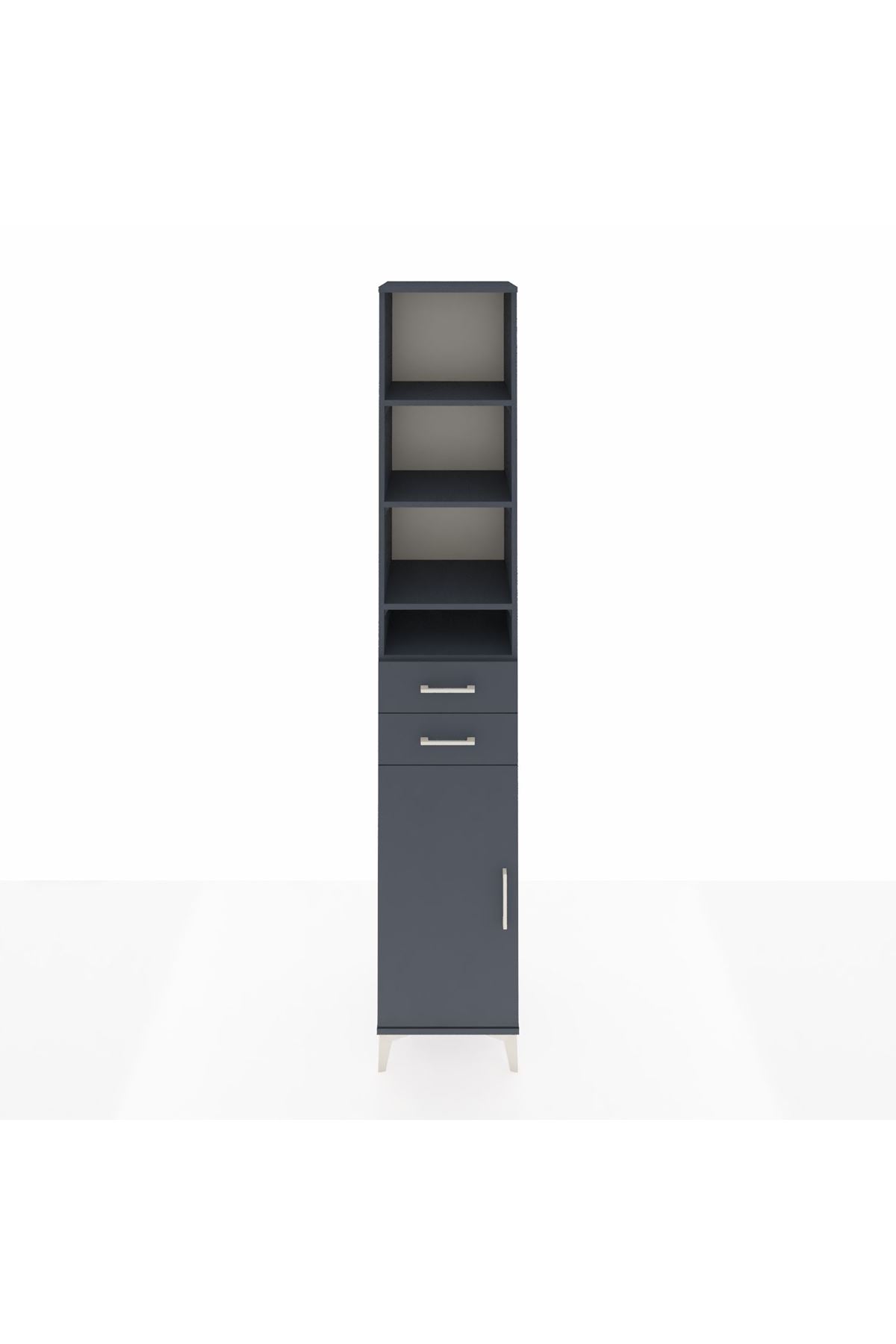 Hyperion Dolap 6 Raflı 2 Çekmeceli Tek Kapaklı 44x44x243 Antrasit-Antrasit