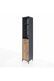 Hyperion Dolap 6 Raflı 2 Çekmeceli Tek Kapaklı 44x44x243 Antrasit-Çam