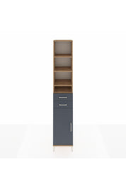 Hyperion Dolap 6 Raflı 2 Çekmeceli Tek Kapaklı 44x44x243 Çam-Antrasit