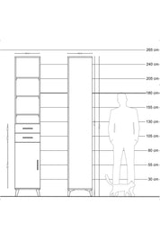 Hyperion Dolap 6 Raflı 2 Çekmeceli Tek Kapaklı 44x44x243 Çam-Çam