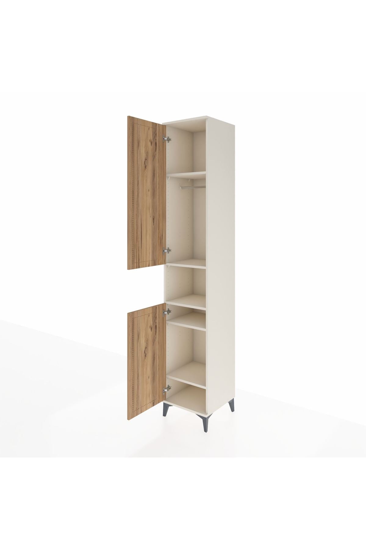 Hyperion Dolap 5 Raflı 2 Kapaklı Tek Askılı 44x44x243 Aytaşı-Çam