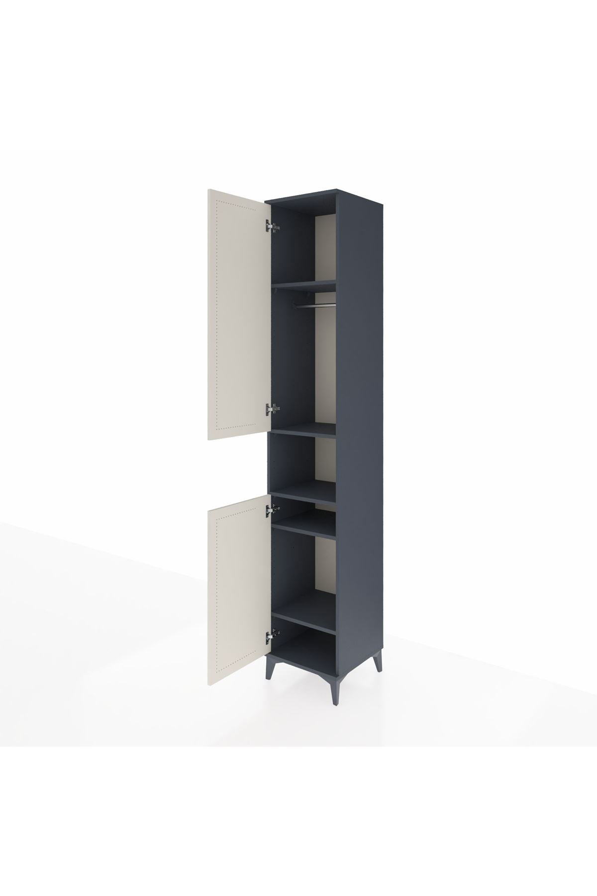 Hyperion Dolap 5 Raflı 2 Kapaklı Tek Askılı 44x44x243 Antrasit-Aytaşı