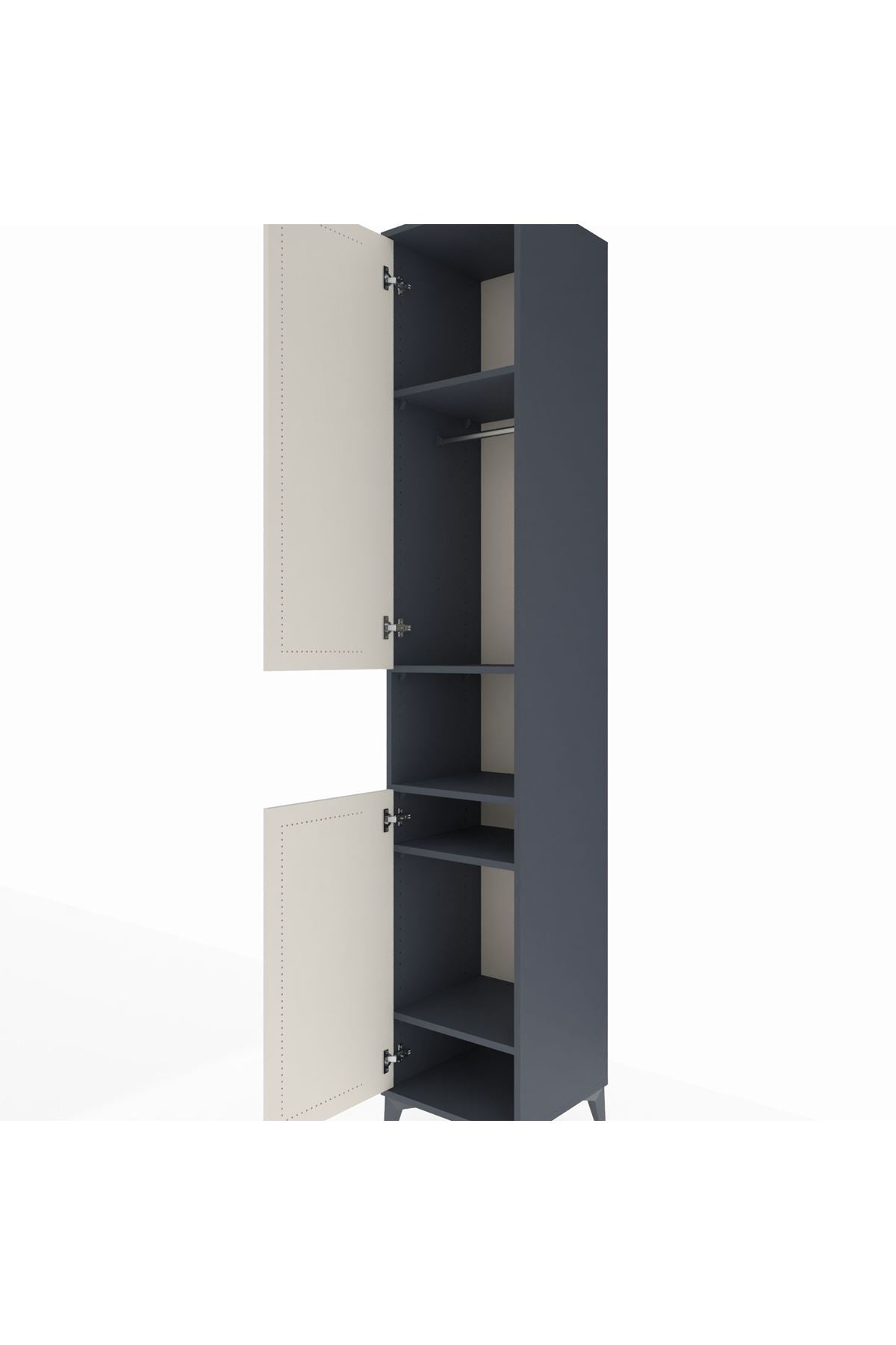 Hyperion Dolap 5 Raflı 2 Kapaklı Tek Askılı 44x44x243 Antrasit-Aytaşı