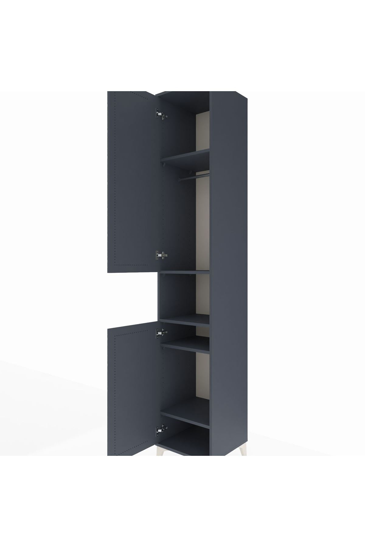 Hyperion Dolap 5 Raflı 2 Kapaklı Tek Askılı 44x44x243 Antrasit-Antrasit