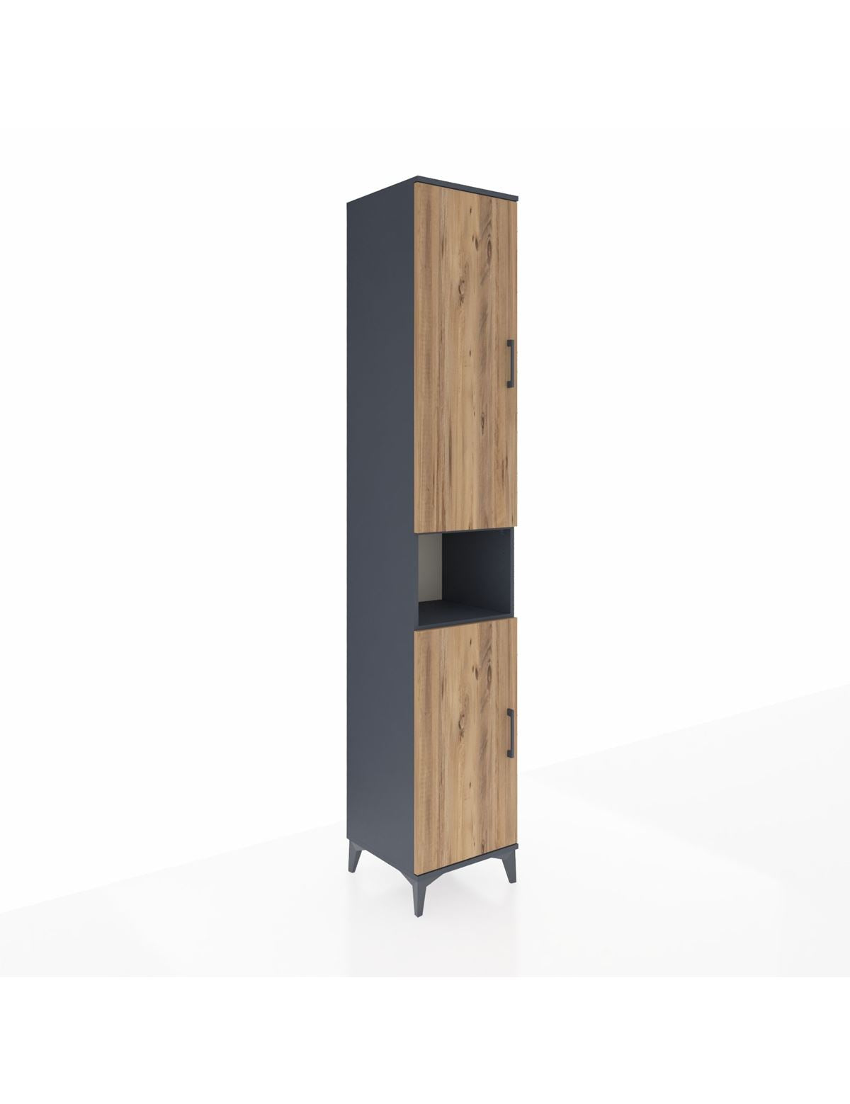 Hyperion Dolap 5 Raflı 2 Kapaklı Tek Askılı 44x44x243 Antrasit-Çam