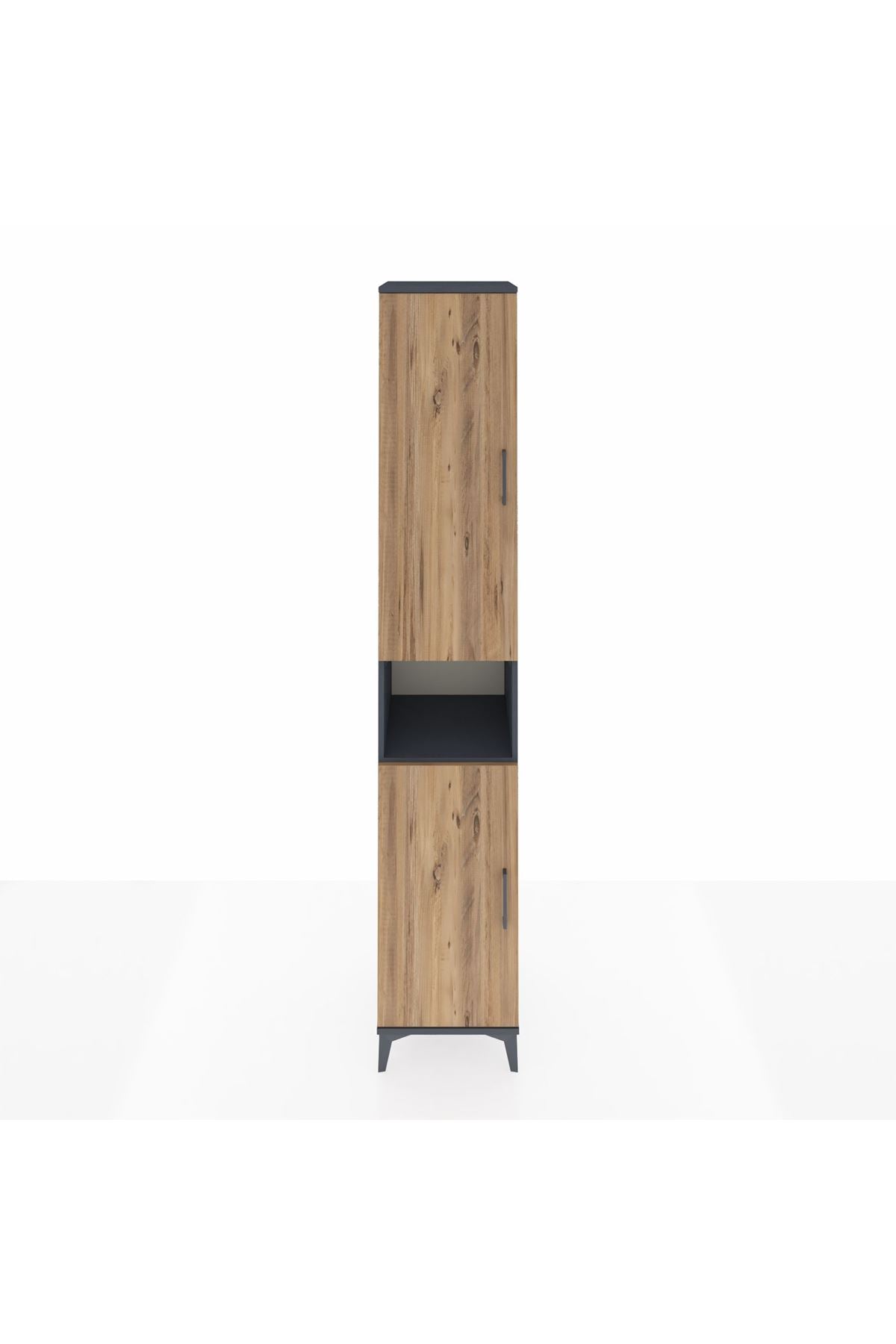 Hyperion Dolap 5 Raflı 2 Kapaklı Tek Askılı 44x44x243 Antrasit-Çam