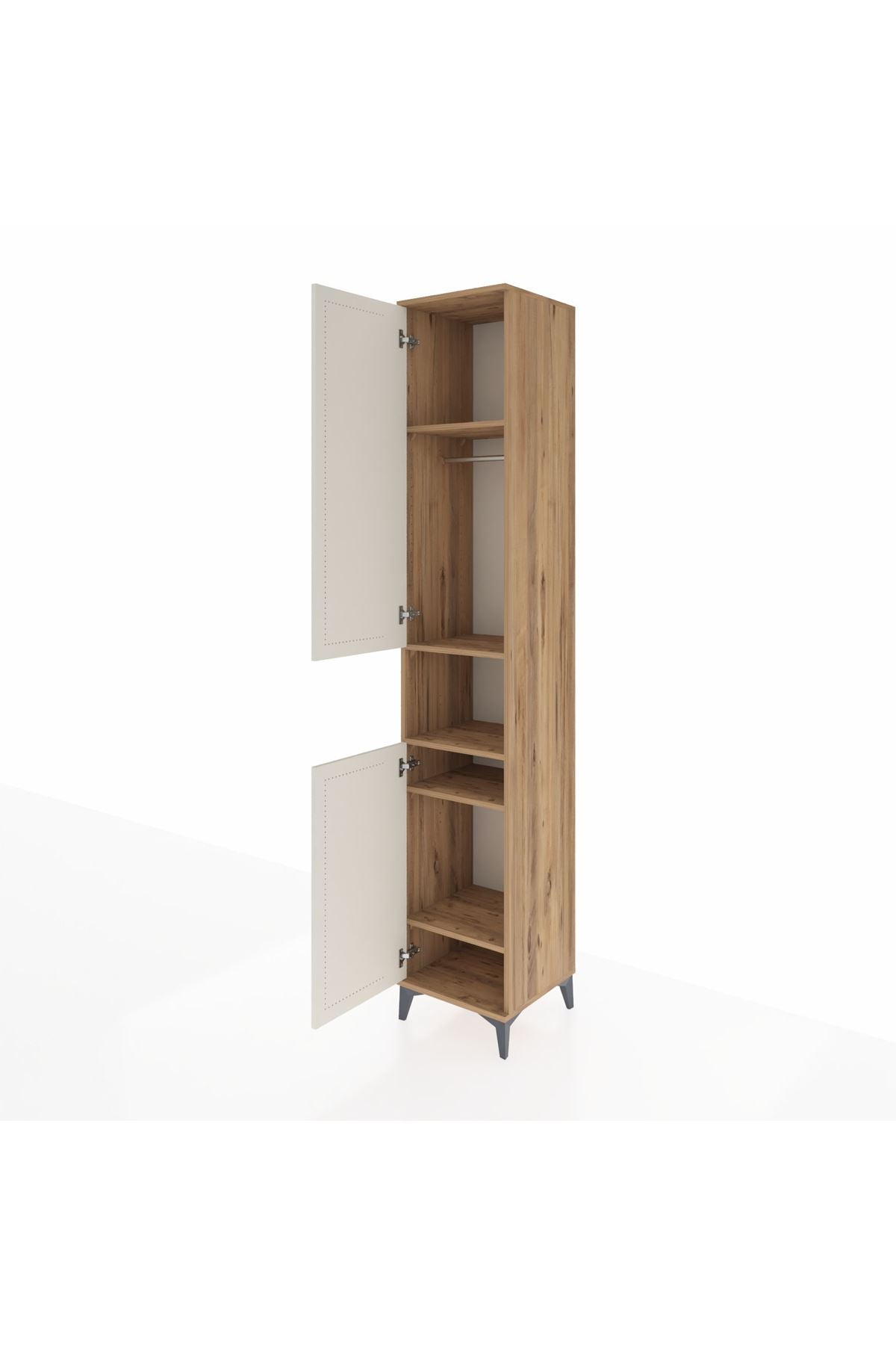 Hyperion Dolap 5 Raflı 2 Kapaklı Tek Askılı 44x44x243 Çam-Aytaşı