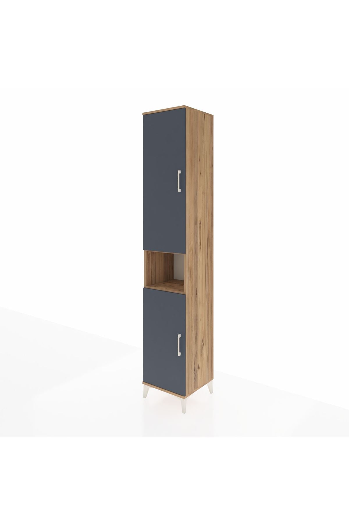 Hyperion Dolap 5 Raflı 2 Kapaklı Tek Askılı 44x44x243 Çam-Antrasit