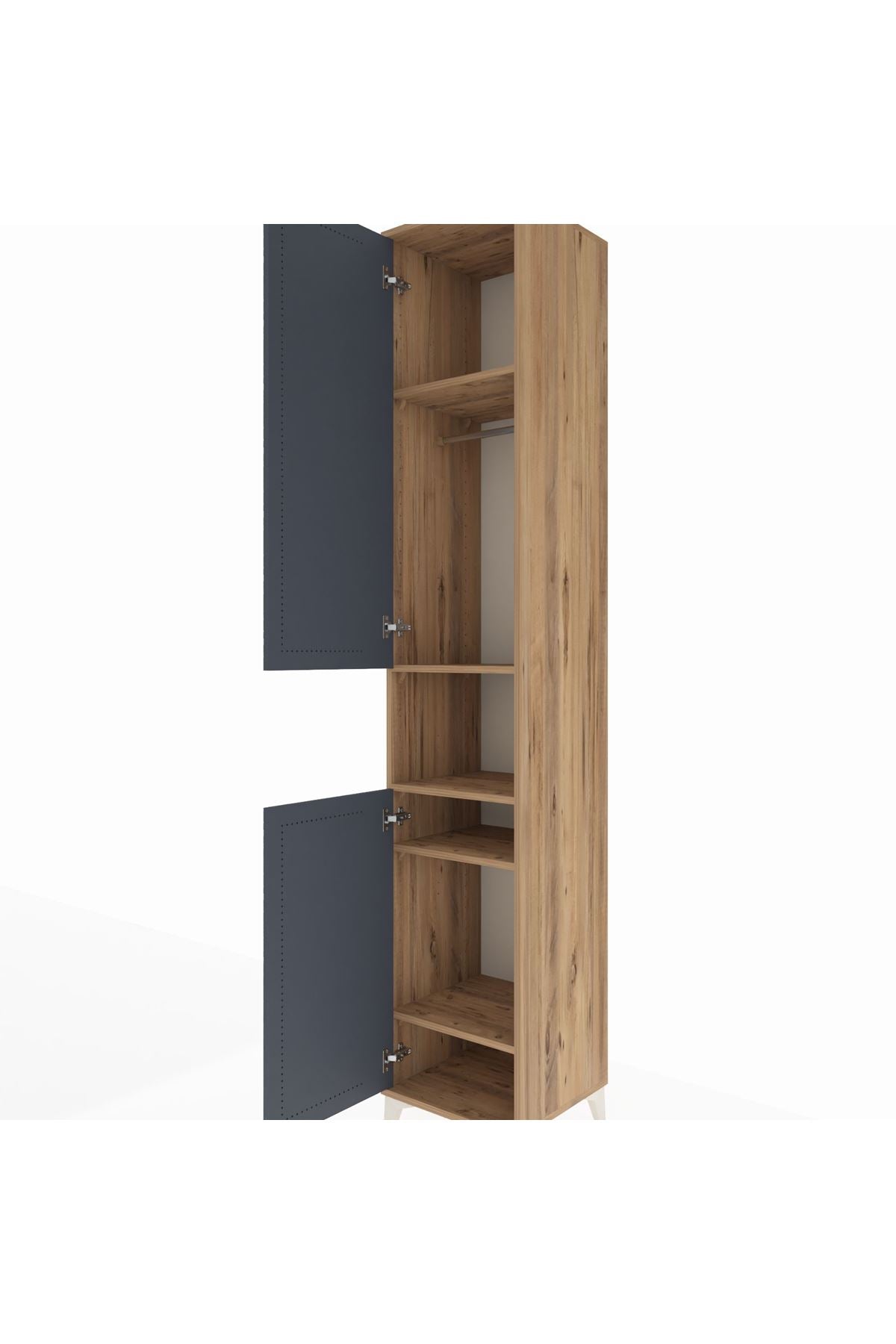 Hyperion Dolap 5 Raflı 2 Kapaklı Tek Askılı 44x44x243 Çam-Antrasit