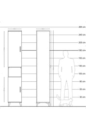 Hyperion Dolap 5 Raflı 2 Kapaklı Tek Askılı 44x44x243 Çam-Antrasit