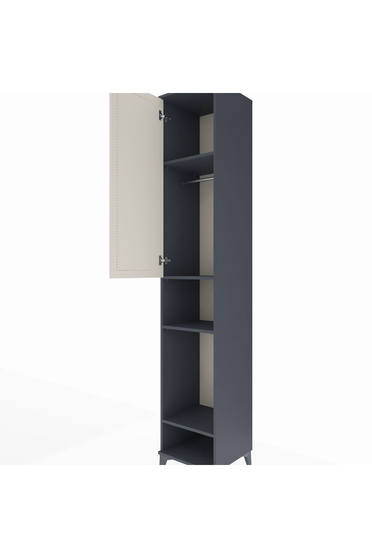 Hyperion Dolap 4 Raflı Tek Kapaklı Tek Askılı 44x44x243 Antrasit-Aytaşı
