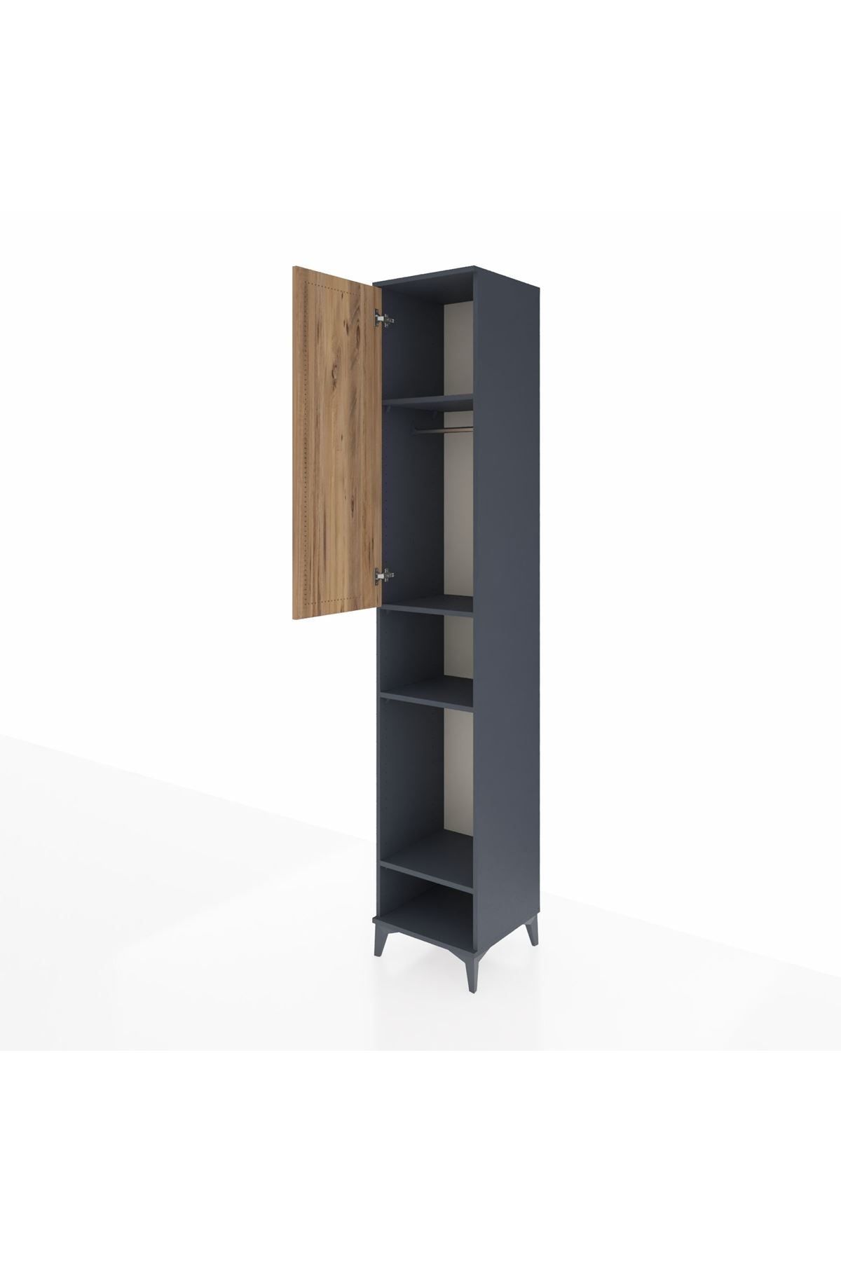 Hyperion Dolap 4 Raflı Tek Kapaklı Tek Askılı 44x44x243 Antrasit-Çam