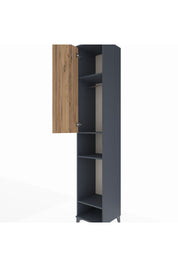 Hyperion Dolap 4 Raflı Tek Kapaklı Tek Askılı 44x44x243 Antrasit-Çam