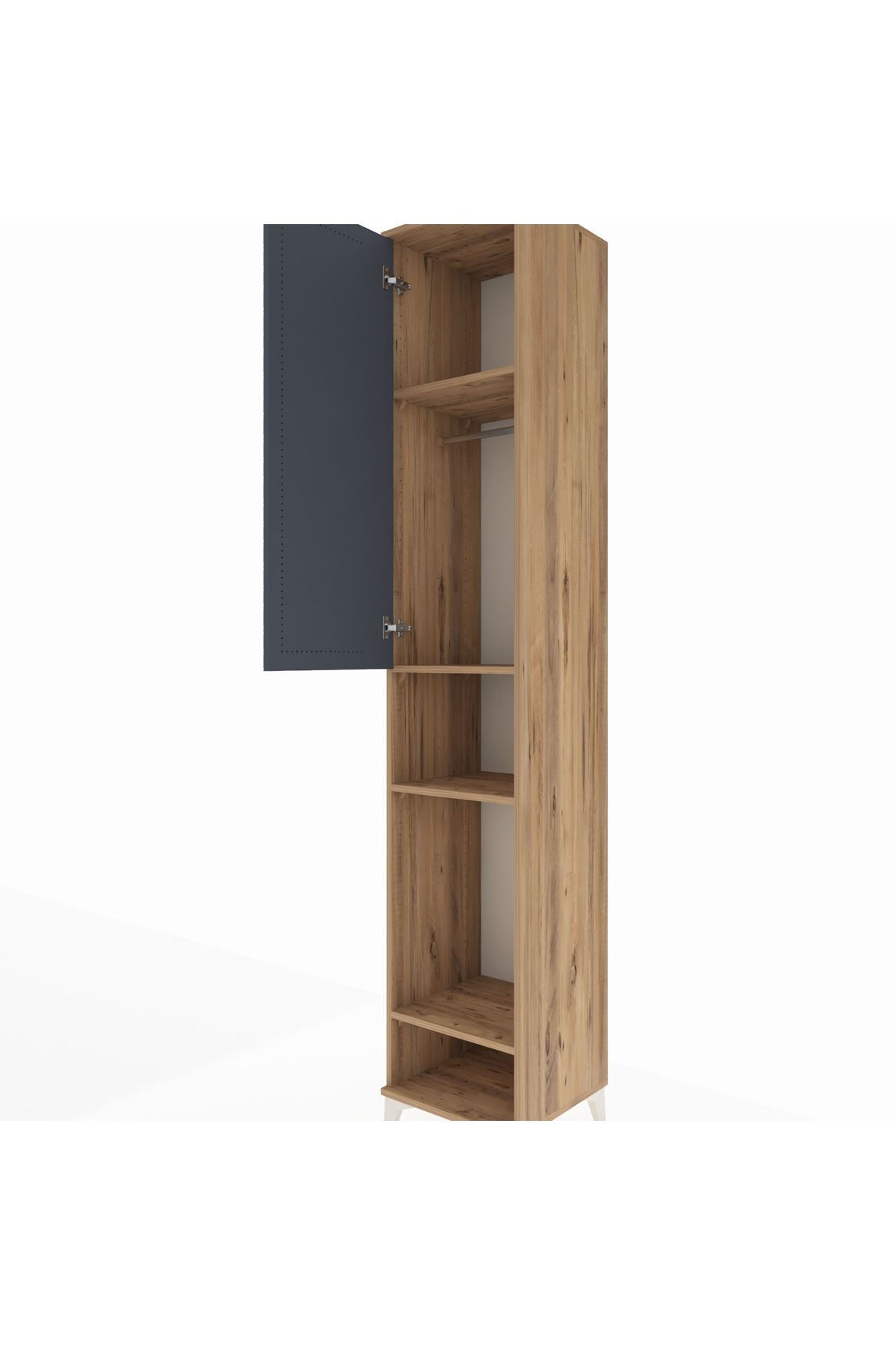 Hyperion Dolap 4 Raflı Tek Kapaklı Tek Askılı 44x44x243 Çam-Antrasit