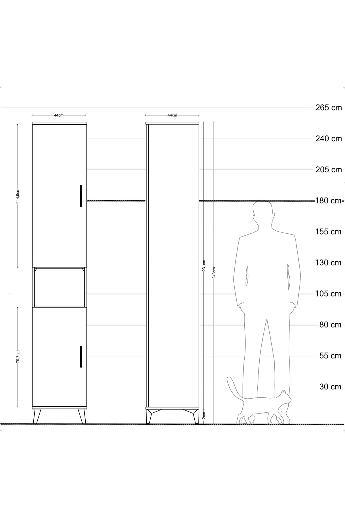 Hyperion Dolap 7 Raflı 2 Kapaklı 44x44x243 Antrasit-Aytaşı