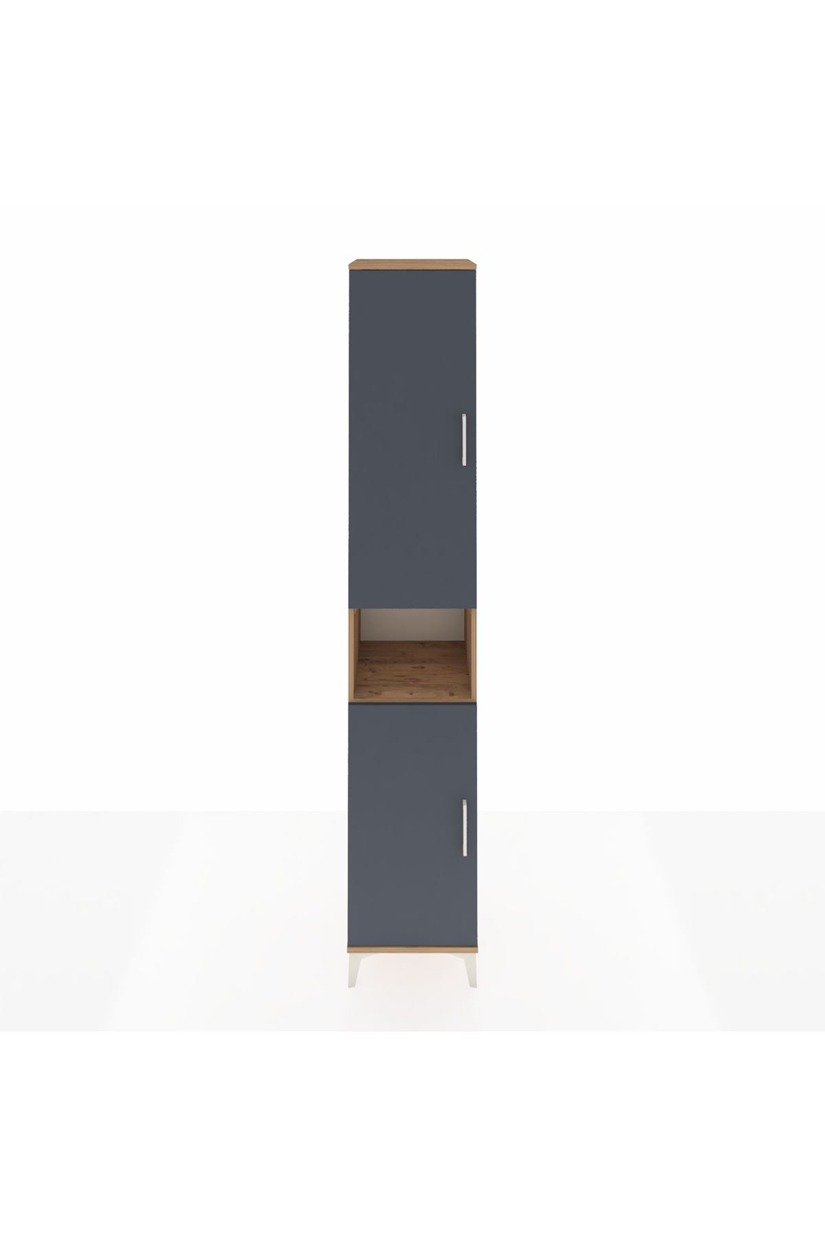 Hyperion Dolap 7 Raflı 2 Kapaklı 44x44x243 Çam-Antrasit