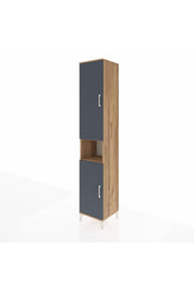 Hyperion Dolap 7 Raflı 2 Kapaklı 44x44x243 Çam-Antrasit