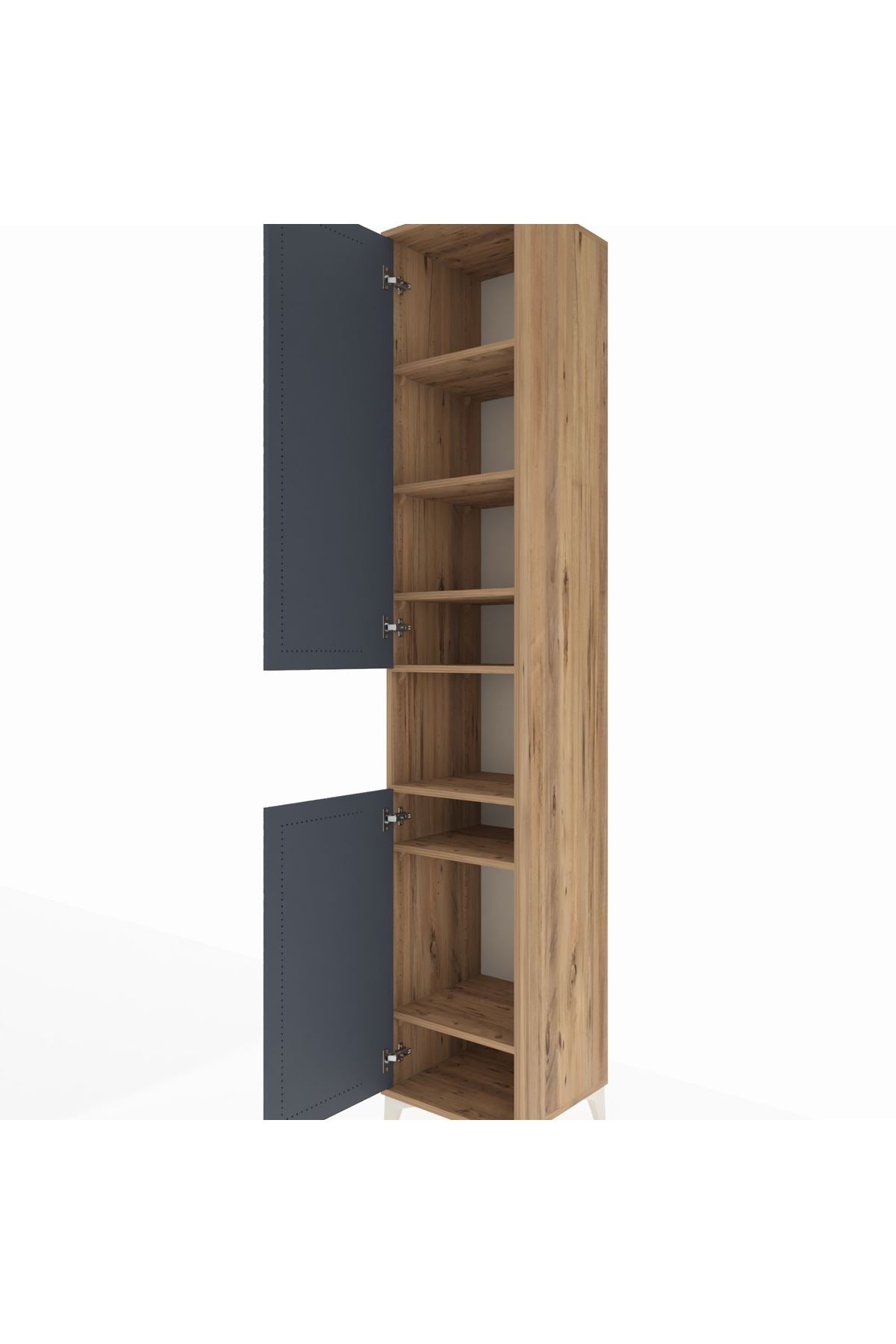 Hyperion Dolap 7 Raflı 2 Kapaklı 44x44x243 Çam-Antrasit