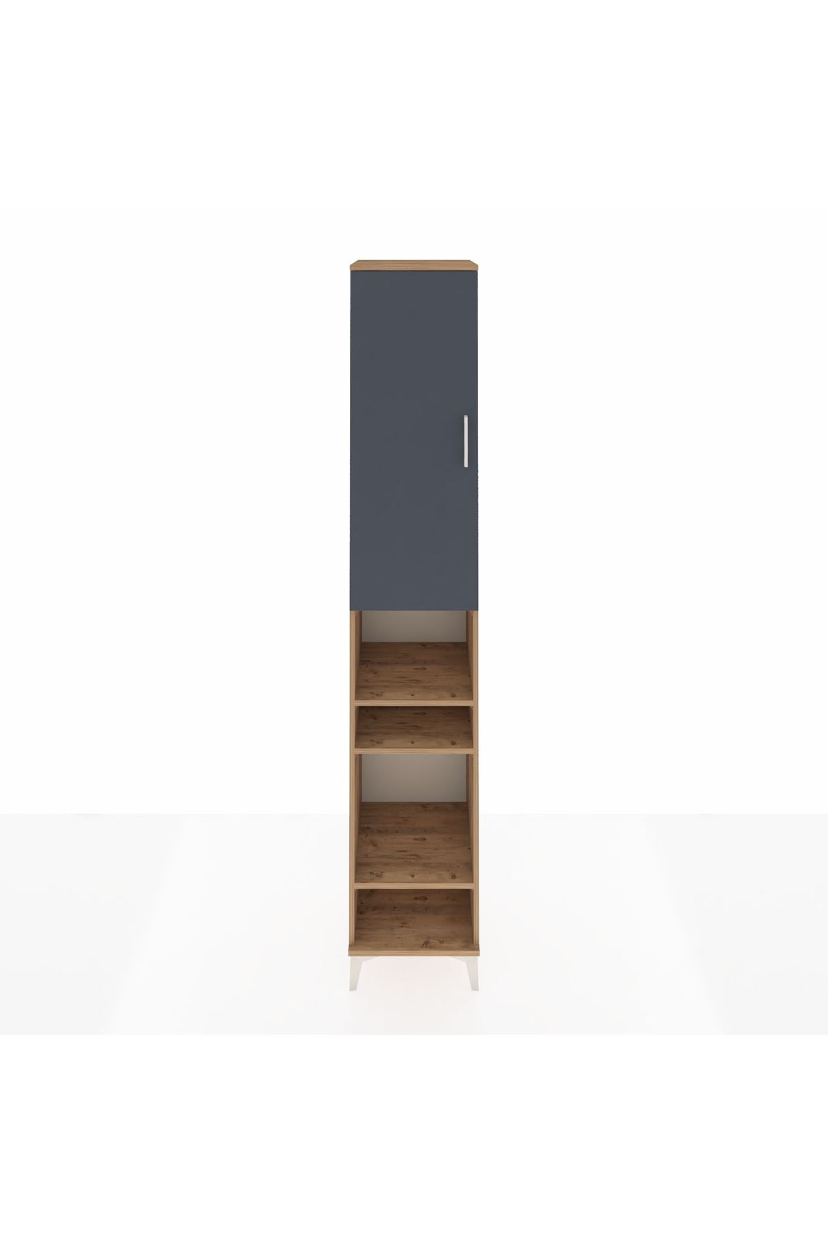 Hyperion Dolap 7 Raflı Tek Kapaklı 44x44x243 Çam-Antrasit