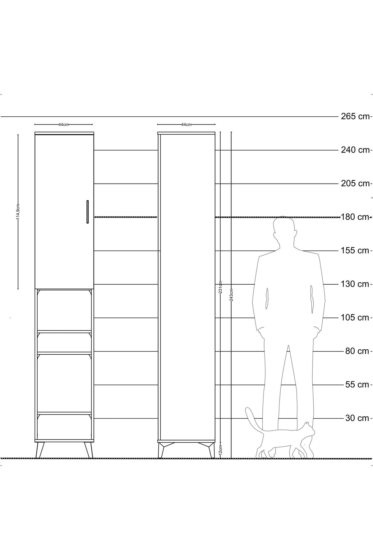 Hyperion Dolap 7 Raflı Tek Kapaklı 44x44x243 Çam-Çam
