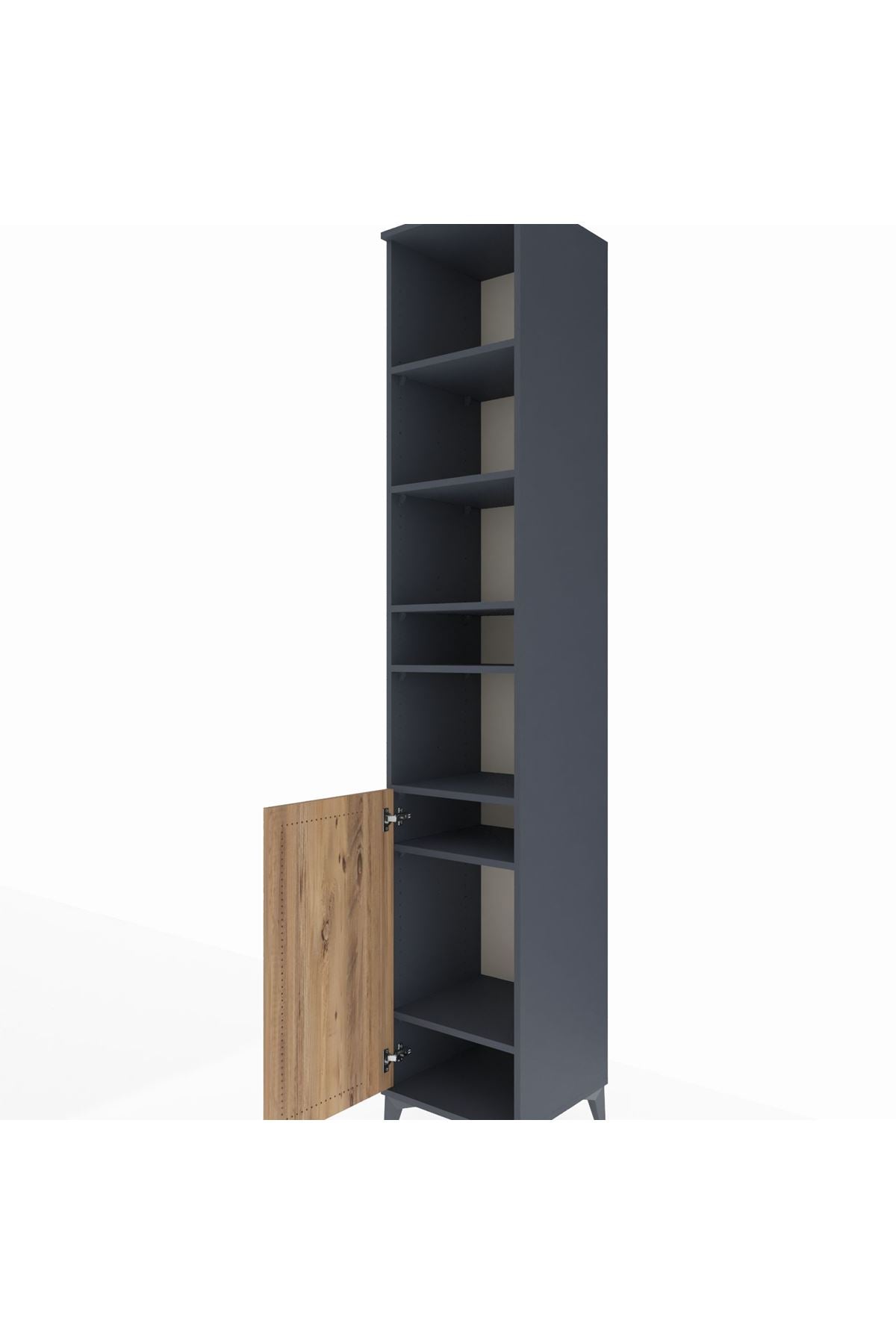 Hyperion Dolap 7 Raflı Tek Kapaklı 44x44x243 Antrasit-Çam