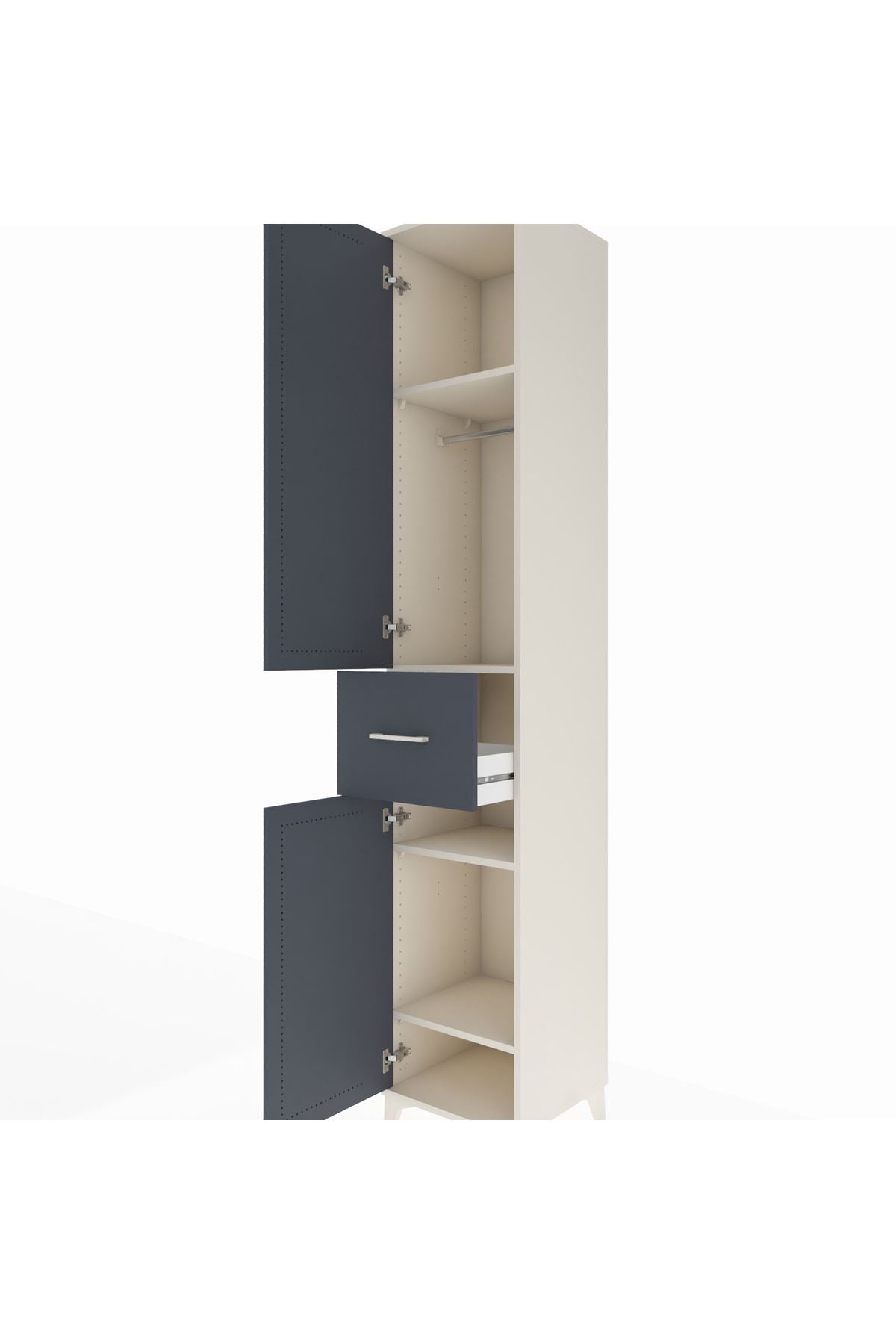 Hyperion Dolap 4 Raflı Tek Çekmeceli Tek Askılı 44x44x243 Aytaşı-Antrasit
