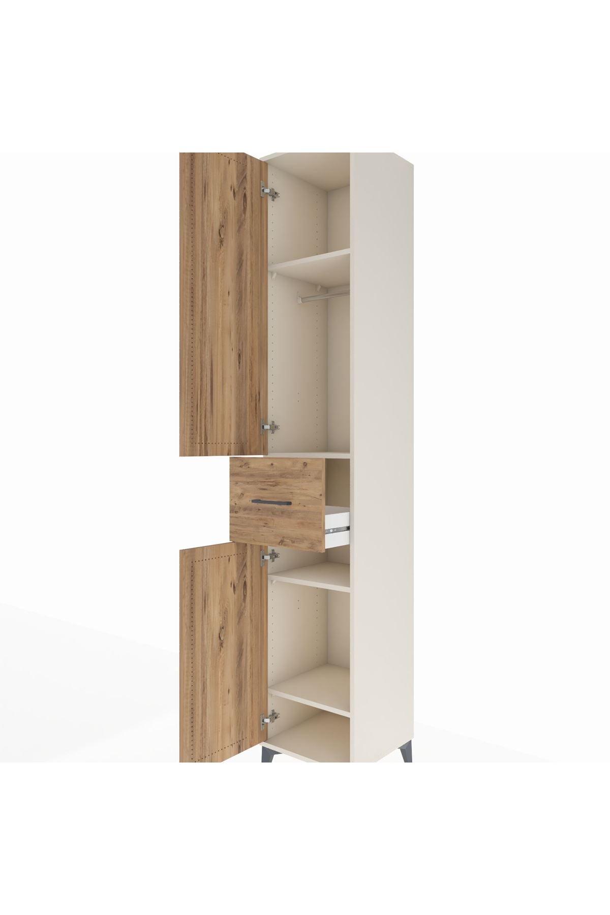 Hyperion Dolap 4 Raflı Tek Çekmeceli Tek Askılı 44x44x243 Aytaşı-Çam