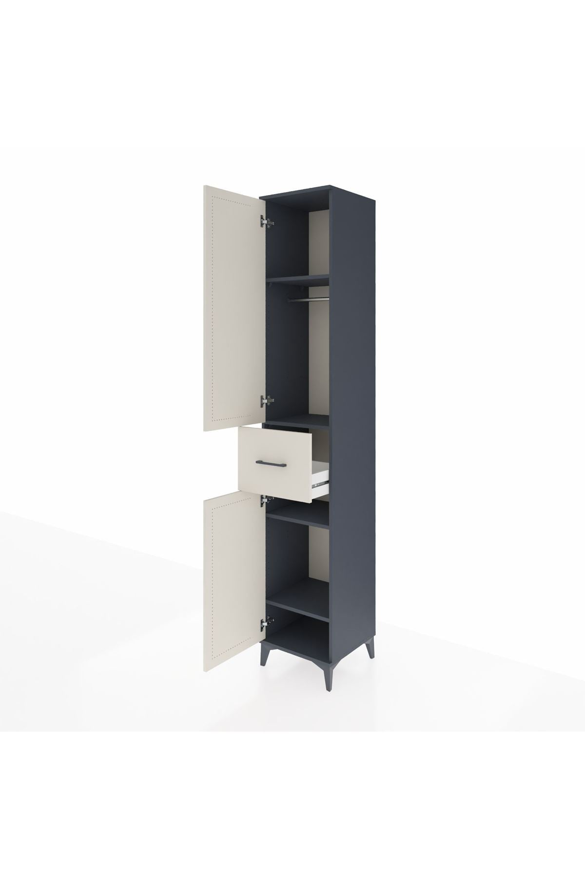 Hyperion Dolap 4 Raflı Tek Çekmeceli Tek Askılı 44x44x243 Antrasit-Aytaşı