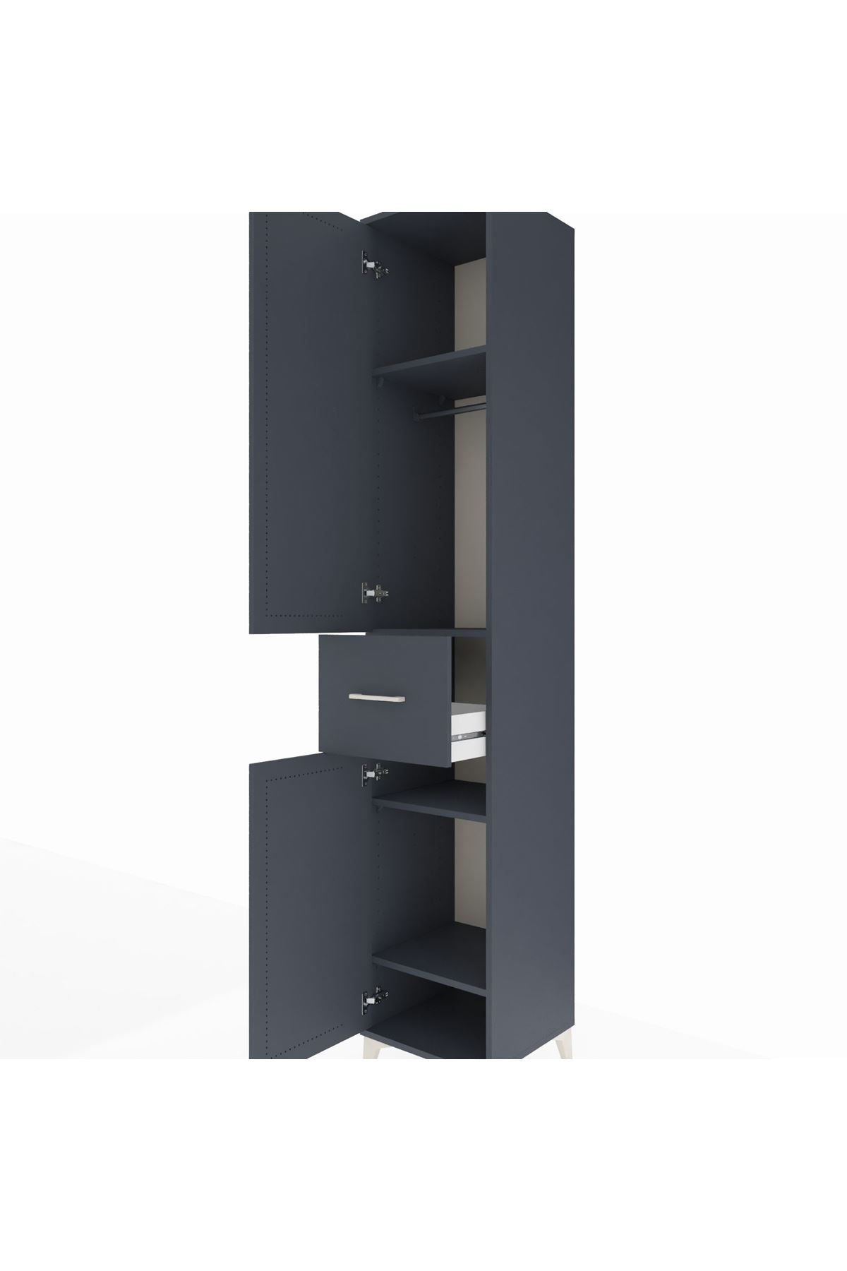 Hyperion Dolap 4 Raflı Tek Çekmeceli Tek Askılı 44x44x243 Antrasit-Antrasit