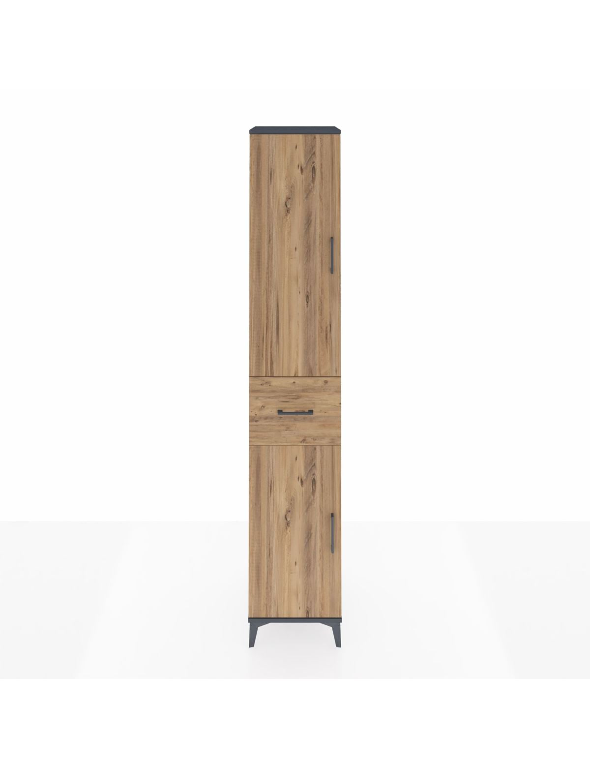 Hyperion Dolap 4 Raflı Tek Çekmeceli Tek Askılı 44x44x243 Antrasit-Çam