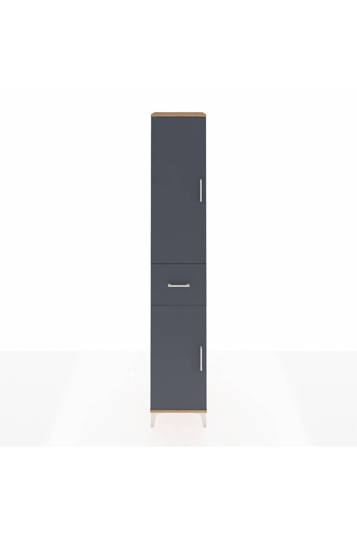 Hyperion Dolap 4 Raflı Tek Çekmeceli Tek Askılı 44x44x243 Çam-Antrasit