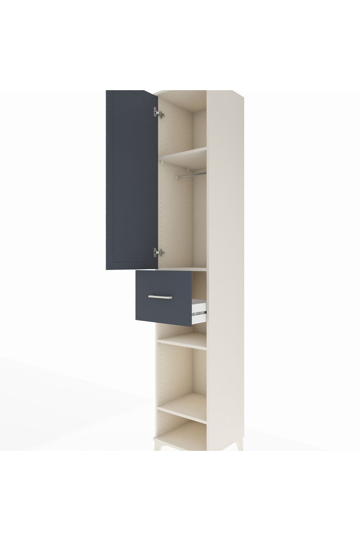 Hyperion Dolap 4 Raflı Tek Çekmeceli Tek Askılı 44x44x243 Aytaşı-Antrasit