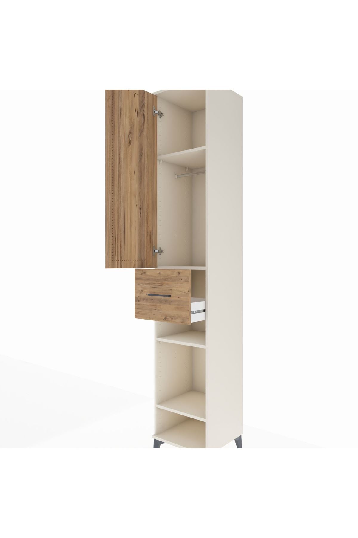 Hyperion Dolap 4 Raflı Tek Çekmeceli Tek Askılı 44x44x243 Aytaşı-Çam