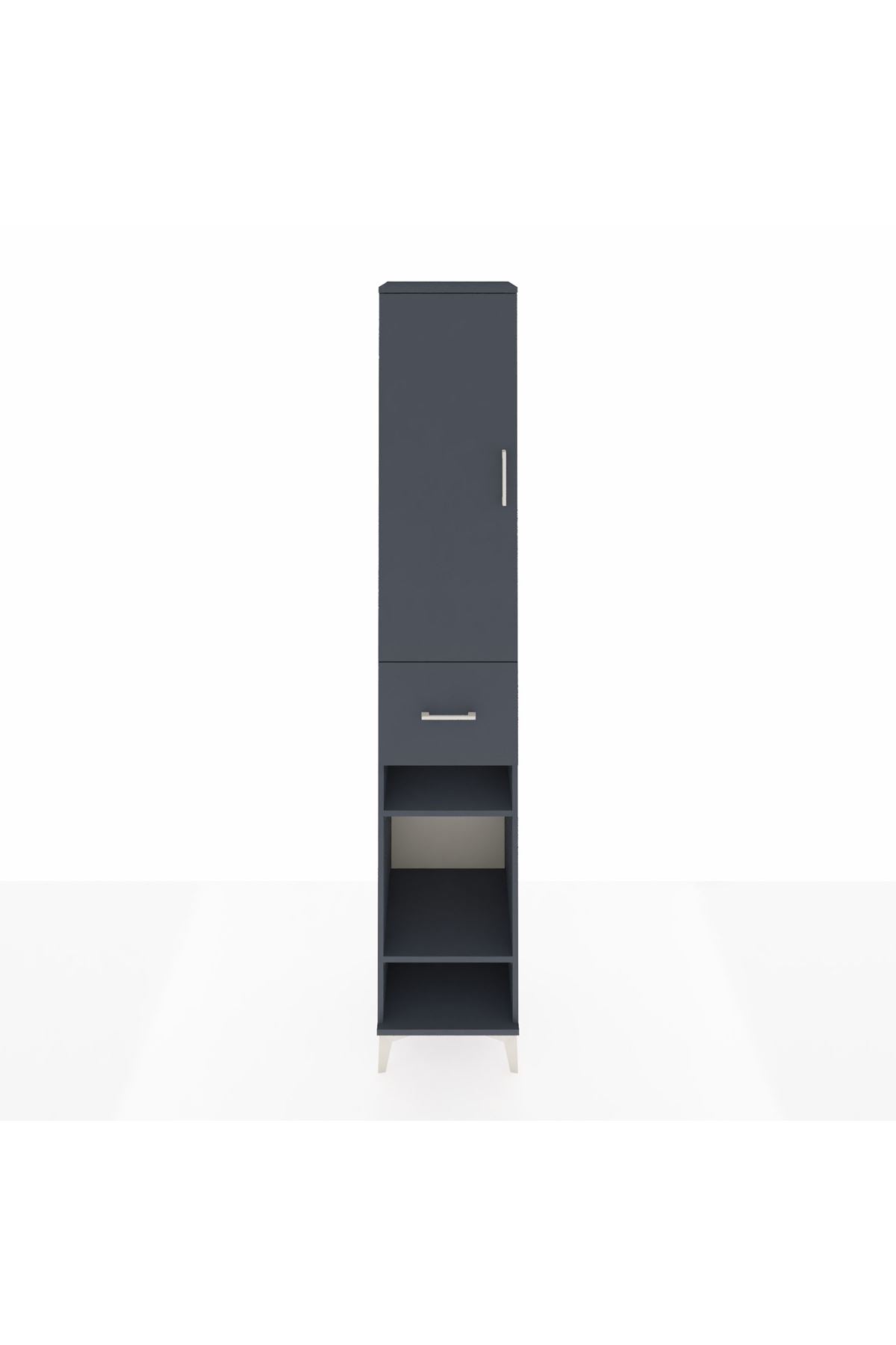 Hyperion Dolap 4 Raflı Tek Çekmeceli Tek Askılı 44x44x243 Antrasit-Antrasit
