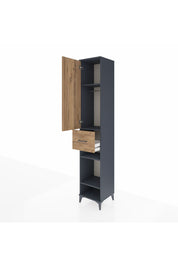 Hyperion Dolap 4 Raflı Tek Çekmeceli Tek Askılı 44x44x243 Antrasit-Çam
