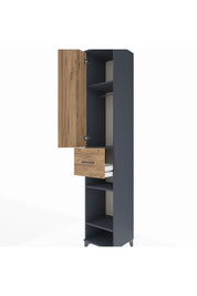 Hyperion Dolap 4 Raflı Tek Çekmeceli Tek Askılı 44x44x243 Antrasit-Çam