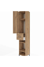 Hyperion Dolap 4 Raflı Tek Çekmeceli Tek Askılı 44x44x243 Çam-Çam