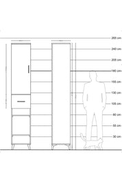 Hyperion Dolap 4 Raflı Tek Çekmeceli Tek Askılı 44x44x243 Çam-Çam