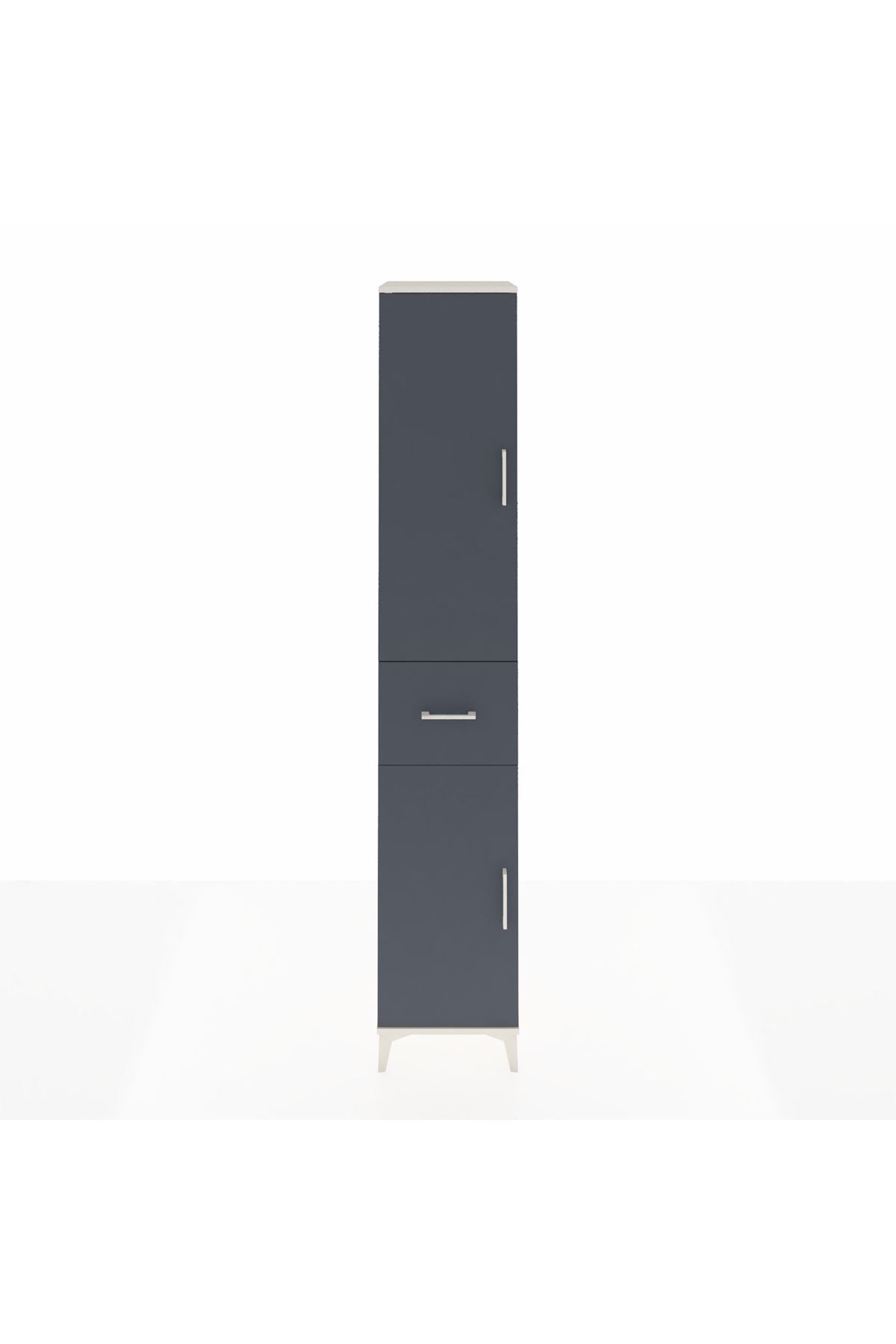 Hyperion Dolap 6 Raflı Tek Çekmeceli 2 Kapaklı 44x44x243 Aytaşı-Antrasit