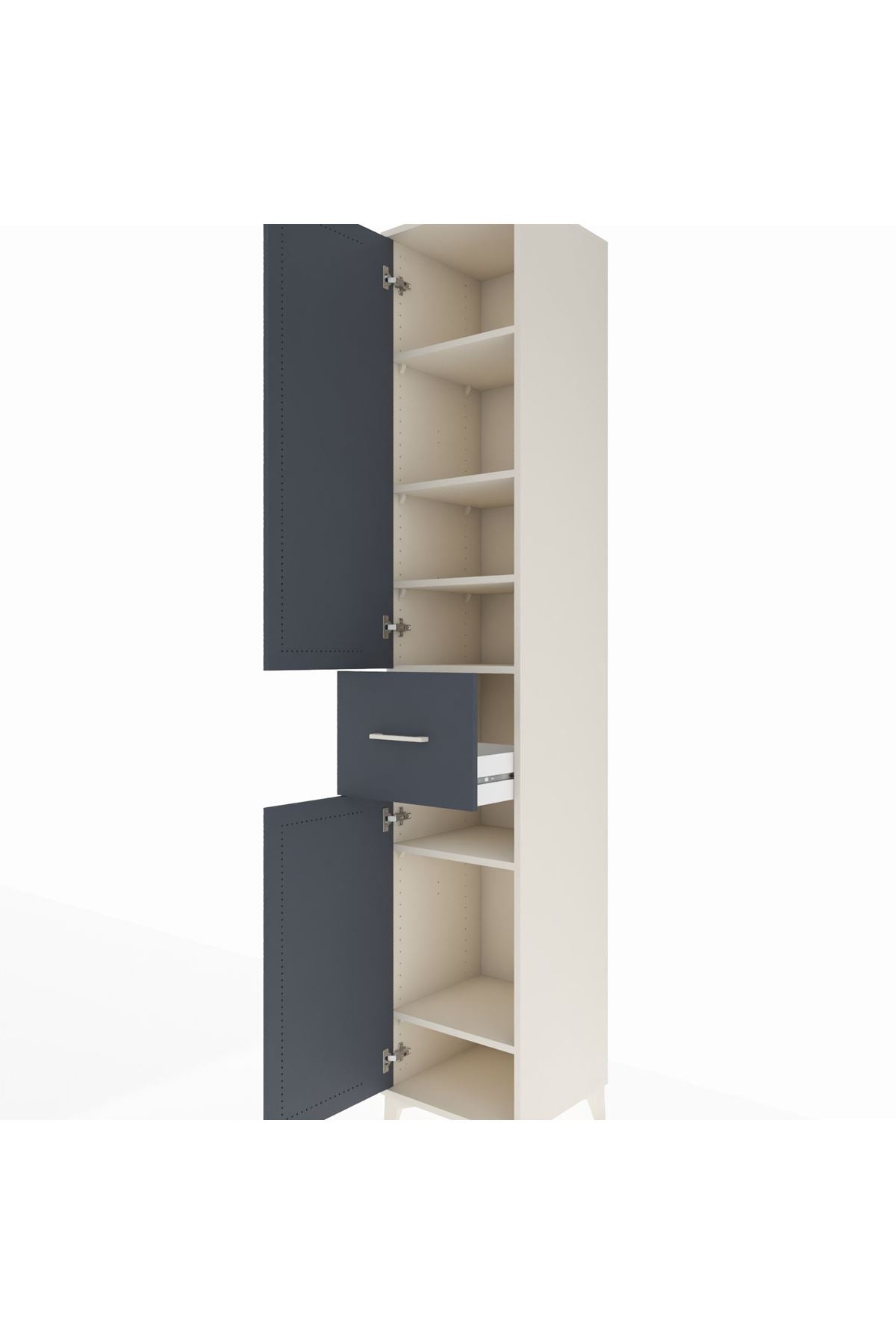 Hyperion Dolap 6 Raflı Tek Çekmeceli 2 Kapaklı 44x44x243 Aytaşı-Antrasit