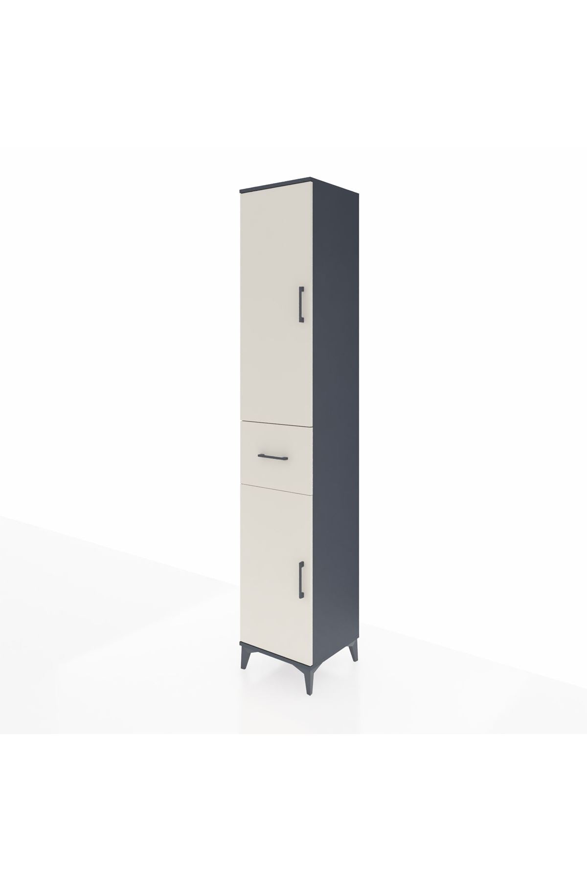 Hyperion Dolap 6 Raflı Tek Çekmeceli 2 Kapaklı 44x44x243 Antrasit-Aytaşı