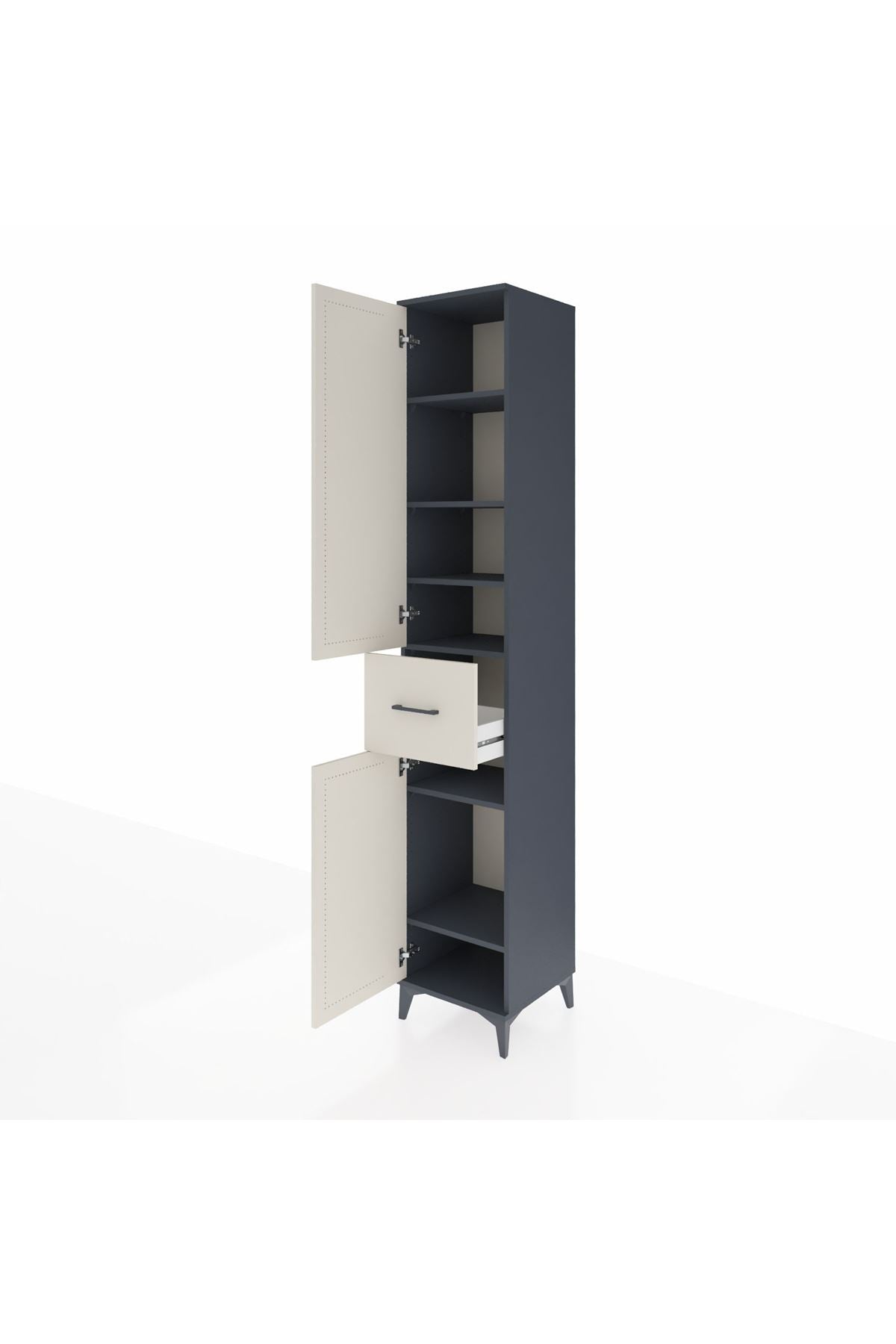 Hyperion Dolap 6 Raflı Tek Çekmeceli 2 Kapaklı 44x44x243 Antrasit-Aytaşı