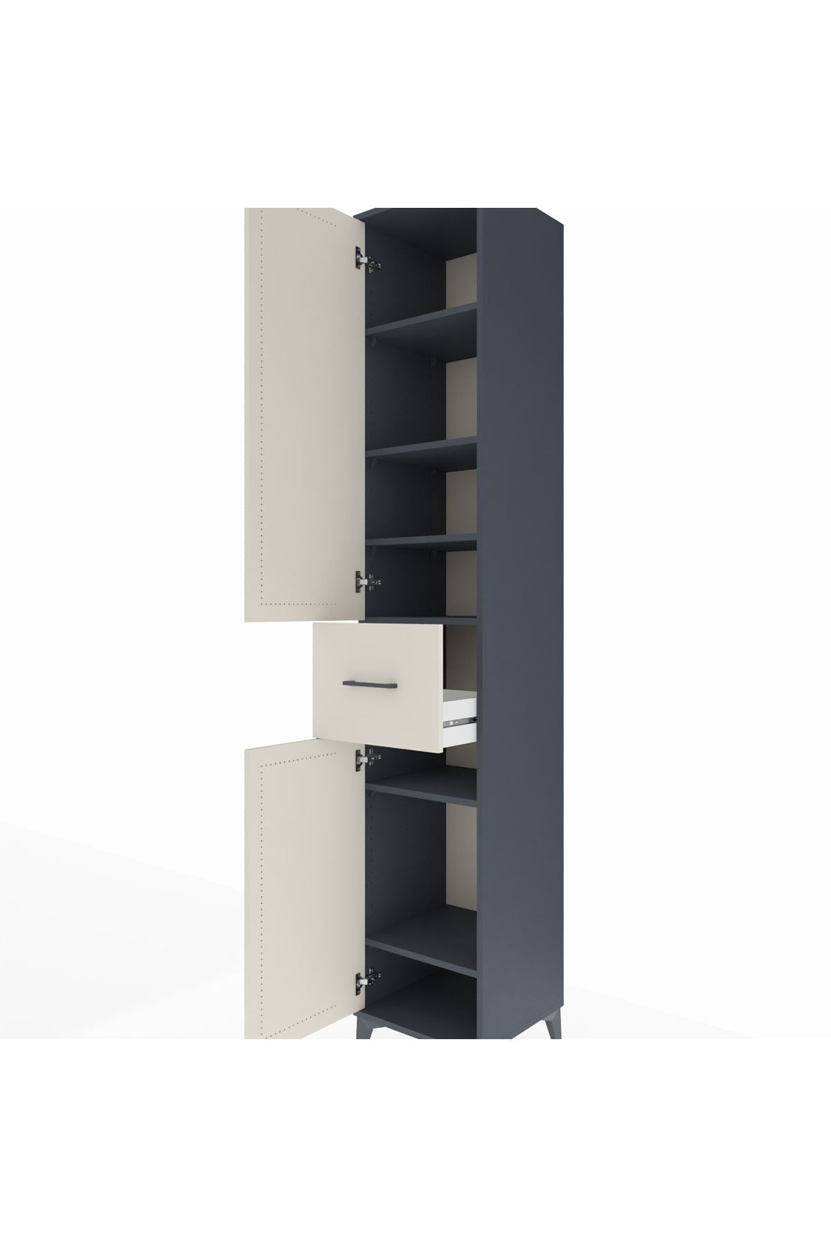 Hyperion Dolap 6 Raflı Tek Çekmeceli 2 Kapaklı 44x44x243 Antrasit-Aytaşı