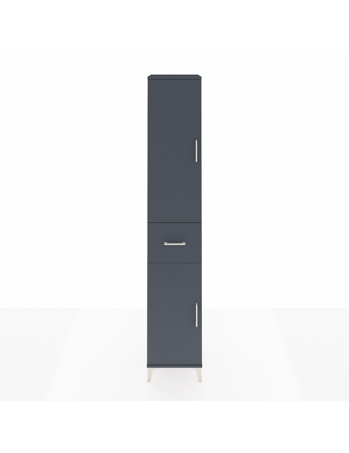 Hyperion Dolap 6 Raflı Tek Çekmeceli 2 Kapaklı 44x44x243 Antrasit-Antrasit