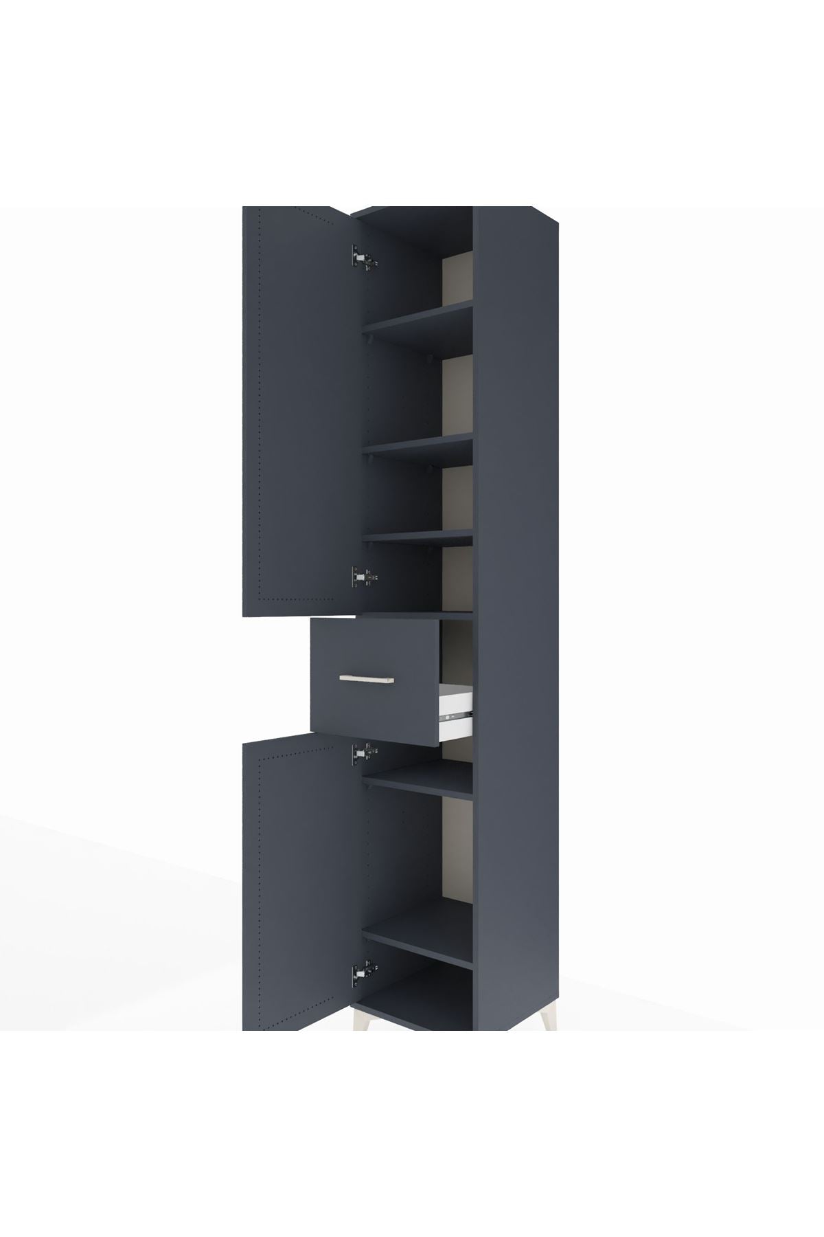 Hyperion Dolap 6 Raflı Tek Çekmeceli 2 Kapaklı 44x44x243 Antrasit-Antrasit