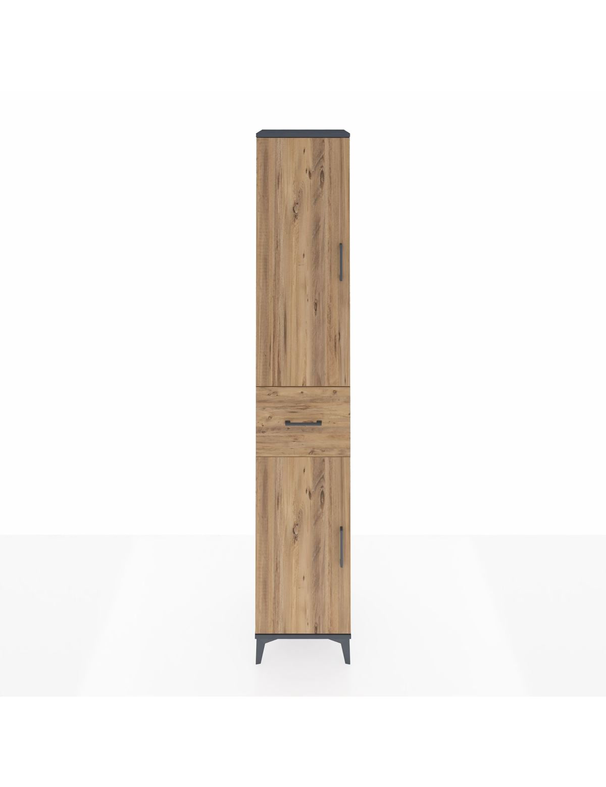 Hyperion Dolap 6 Raflı Tek Çekmeceli 2 Kapaklı 44x44x243 Antrasit-Çam