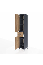 Hyperion Dolap 6 Raflı Tek Çekmeceli 2 Kapaklı 44x44x243 Antrasit-Çam