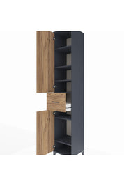 Hyperion Dolap 6 Raflı Tek Çekmeceli 2 Kapaklı 44x44x243 Antrasit-Çam