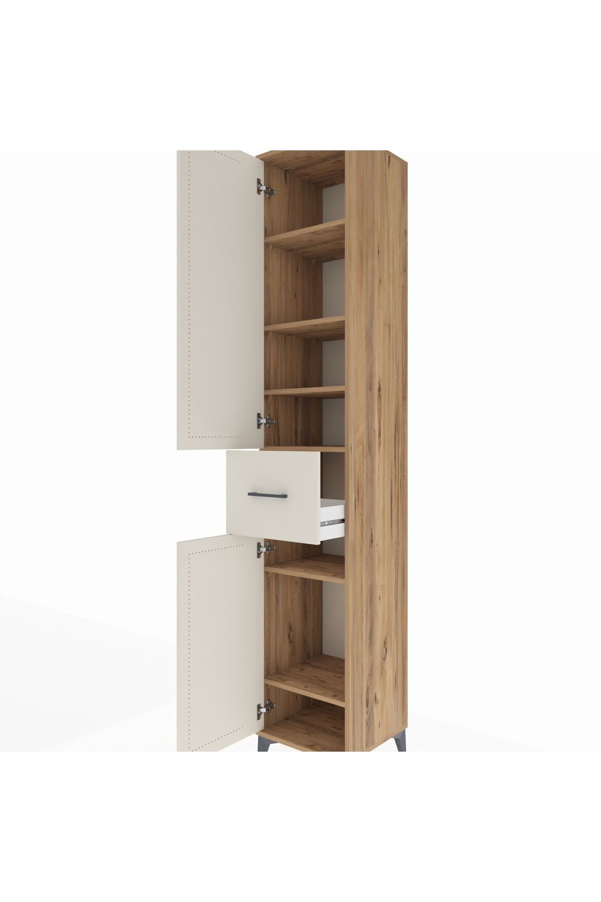 Hyperion Dolap 6 Raflı Tek Çekmeceli 2 Kapaklı 44x44x243 Çam-Aytaşı